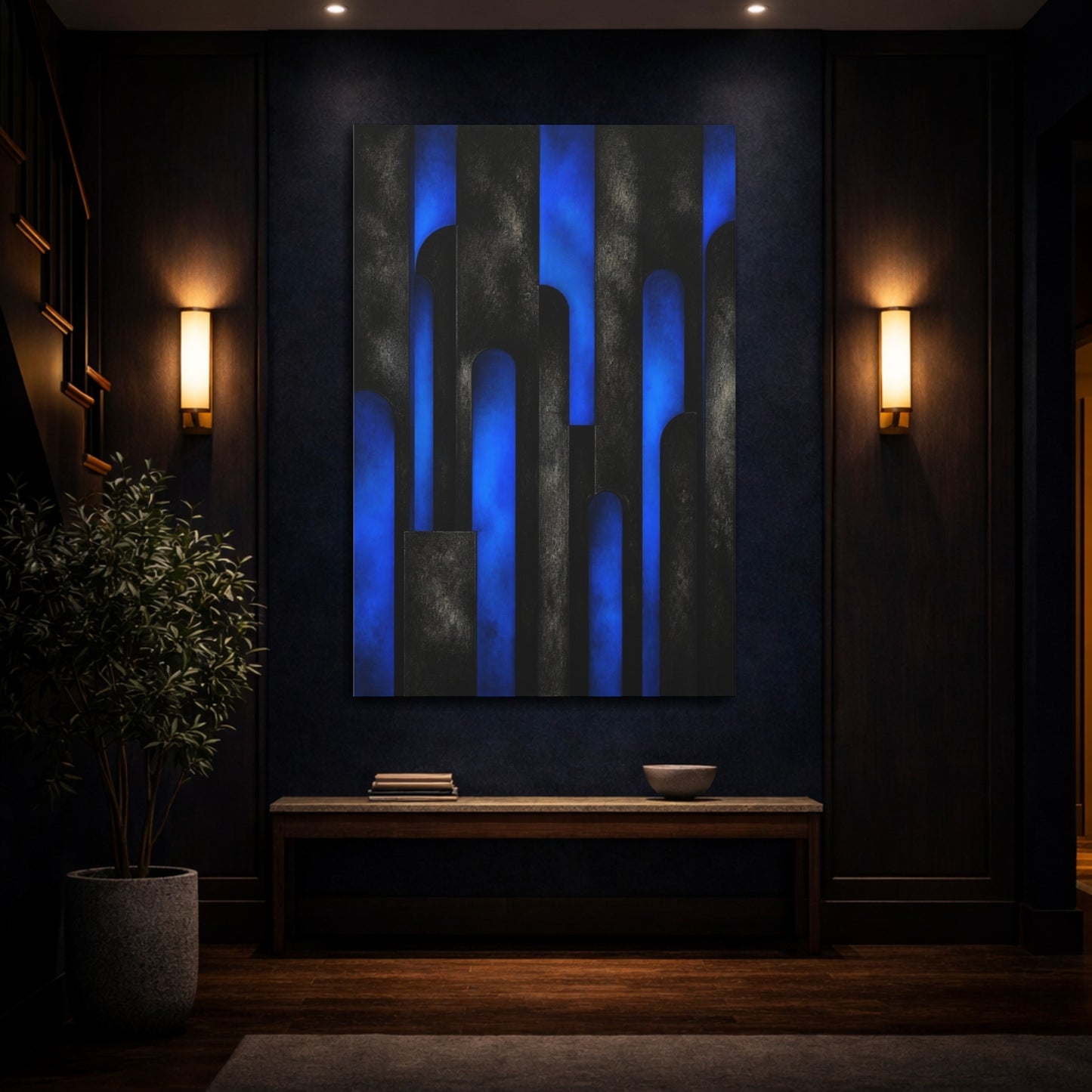 Mockup 4. Electric Blue Arches shown as canvas print
