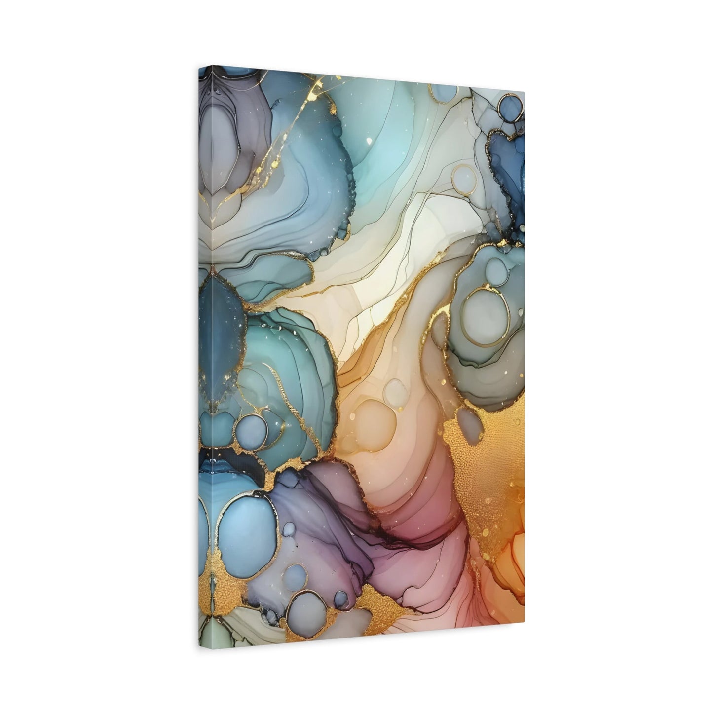 Elegant Marble Abstract Art with Gold Leaf Accents - Luxurious Wall Decor Canvas Print