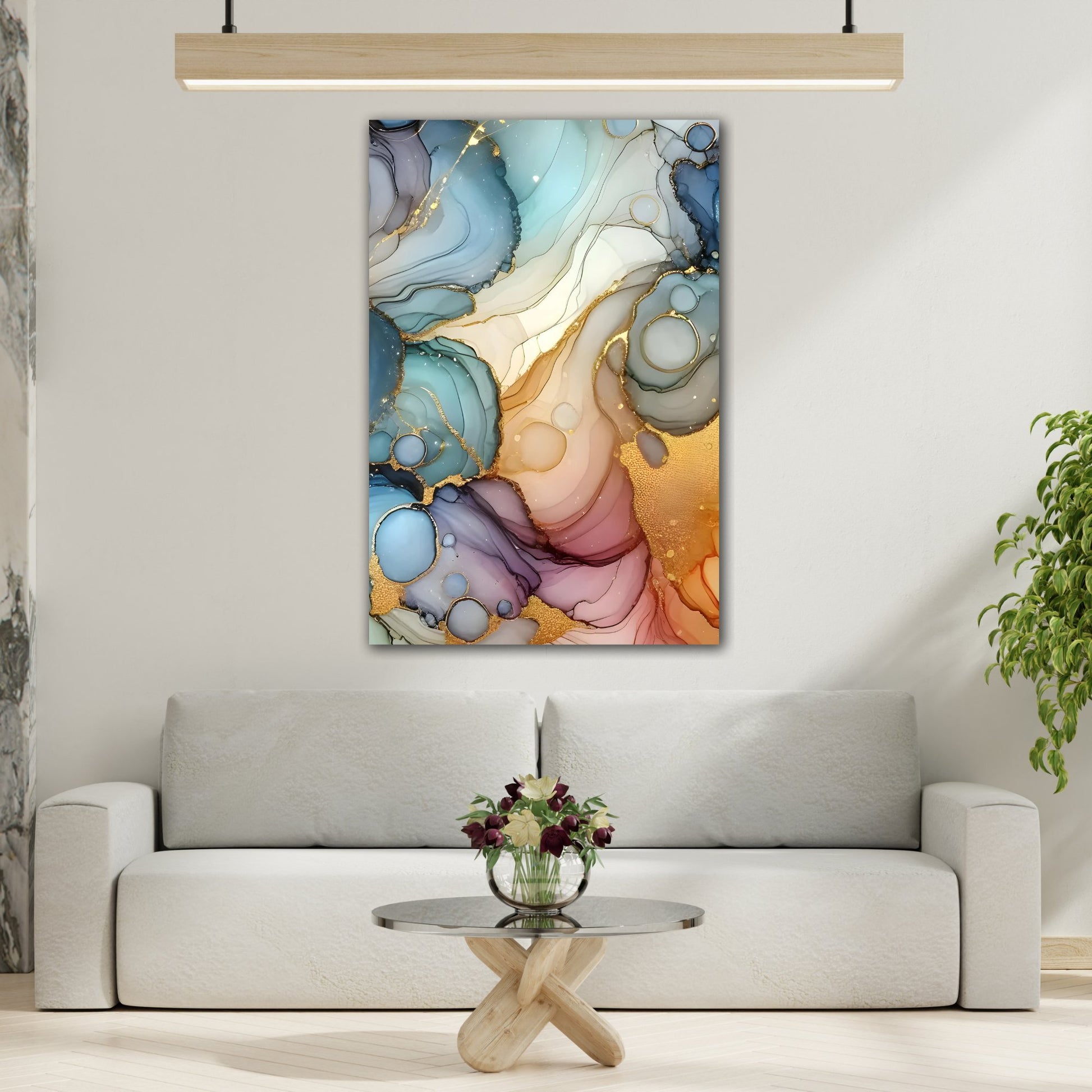 Elegant Marble Abstract Art with Gold Leaf Accents - Luxurious Wall Decor Canvas Print