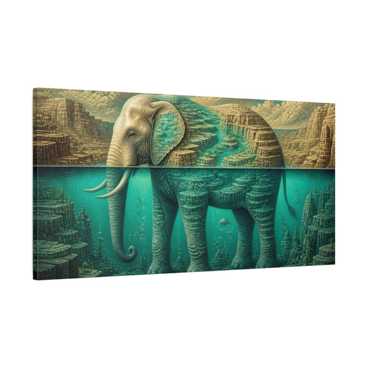 Main Mockup. Elephant Canyon Illusion shown as canvas print