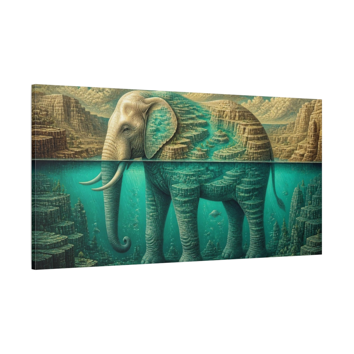 Side Mockup 2. Elephant Canyon Illusion shown as canvas print
