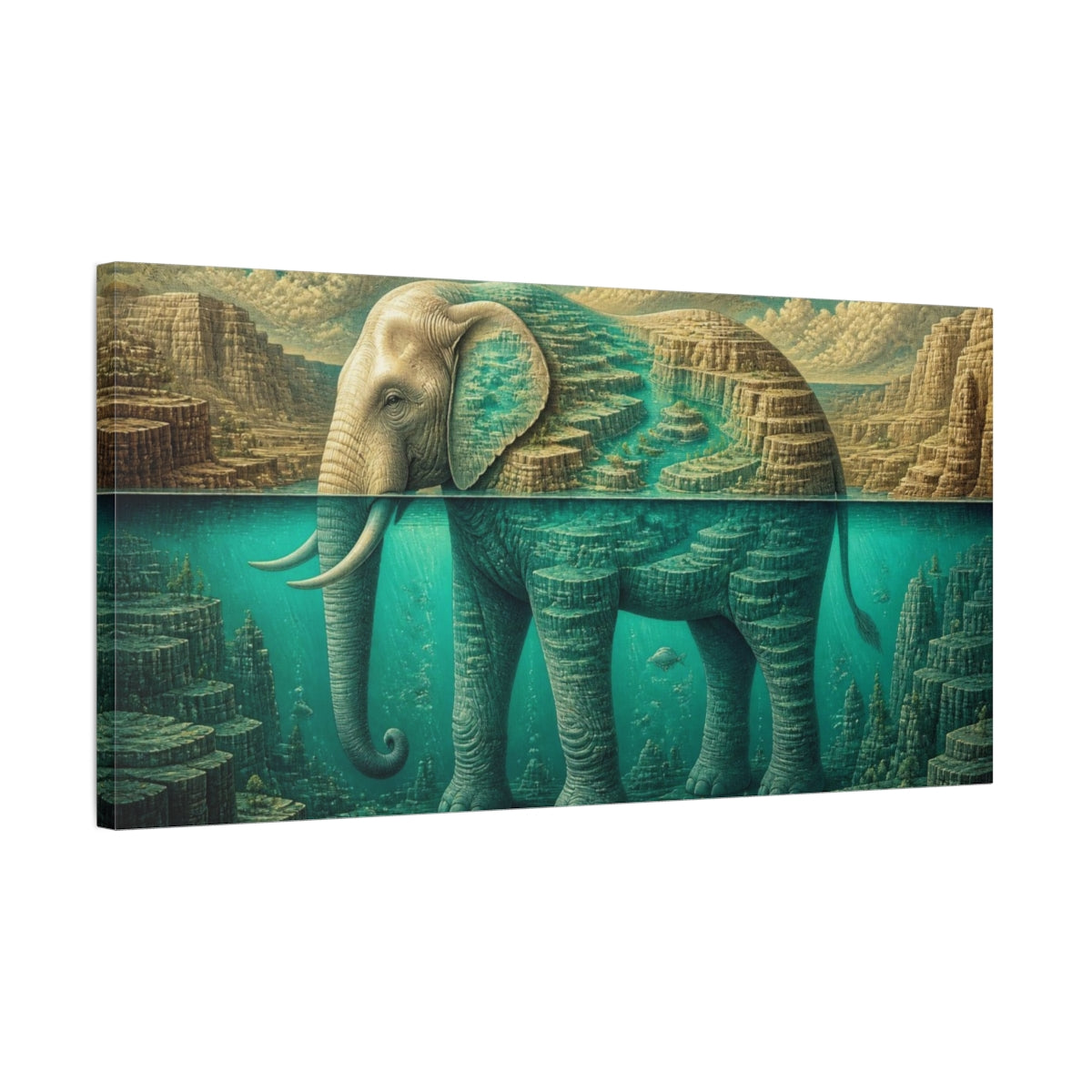 Side Mockup 1. Elephant Canyon Illusion shown as canvas print