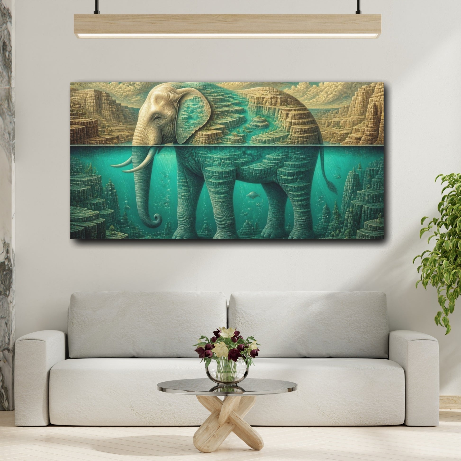 Mockup 2. Elephant Canyon Illusion shown as canvas print