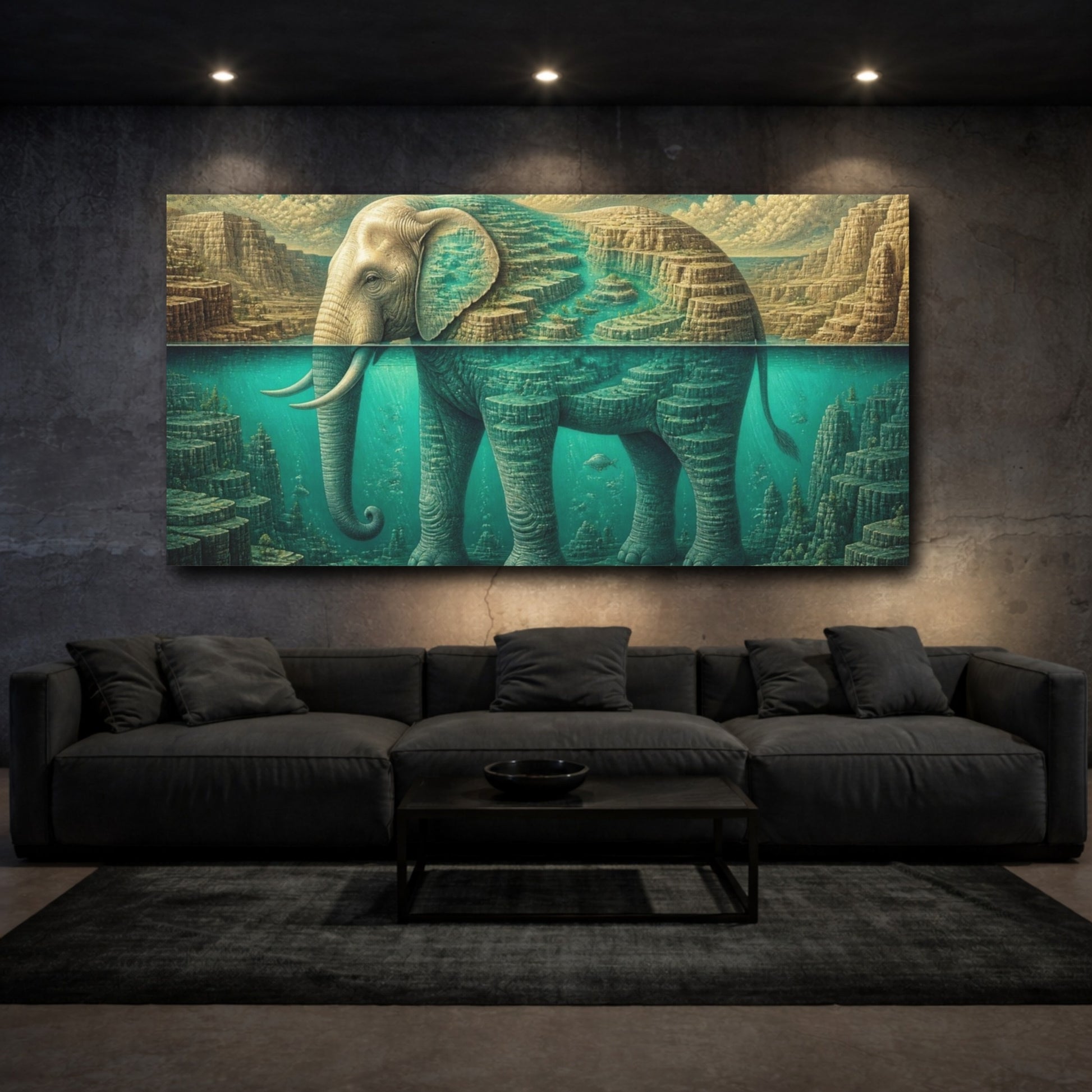 Mockup 3. Elephant Canyon Illusion shown as canvas print