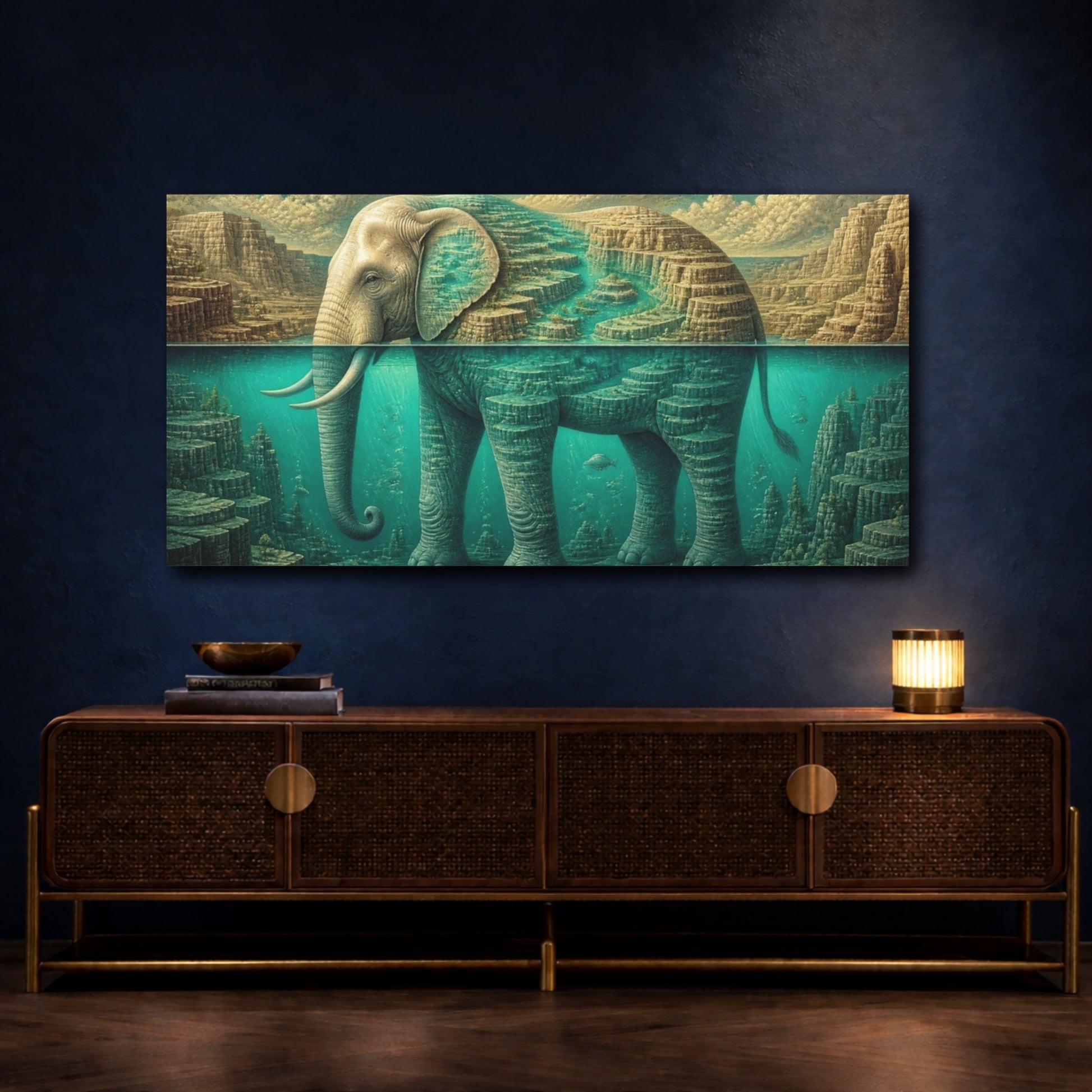 Mockup 4. Elephant Canyon Illusion shown as canvas print