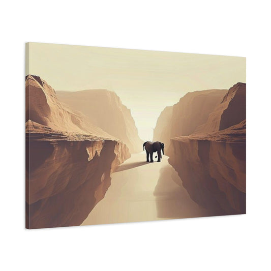 Main Mockup. Elephant In Canyon shown as canvas print