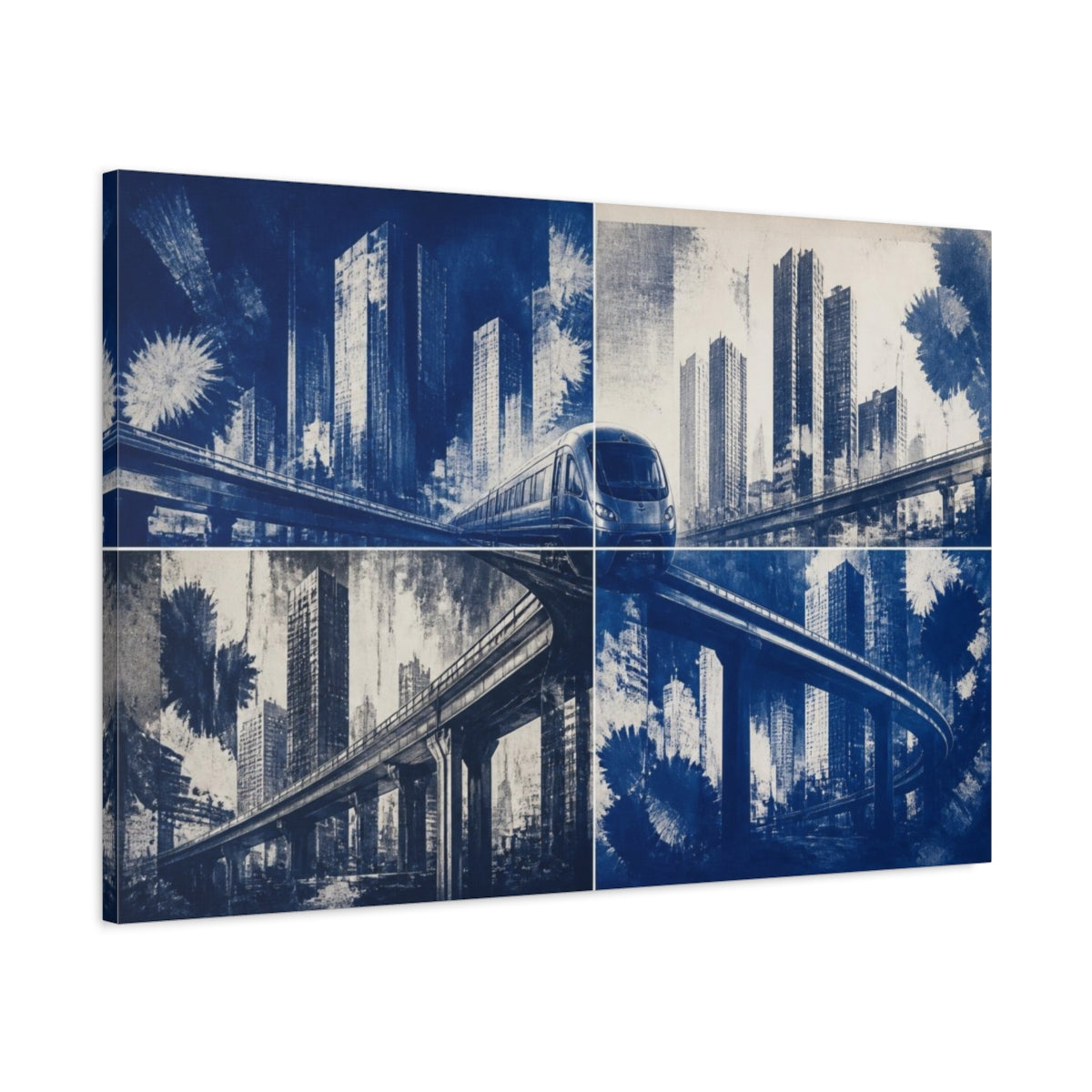 Main Mockup. Elevated Train Cityscape shown as canvas print