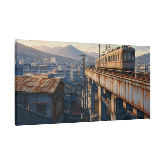 Elevated Train Vintage Rusted Canvas Print Wall Art – Living Room Decor, Above Fireplace - YesArtYes