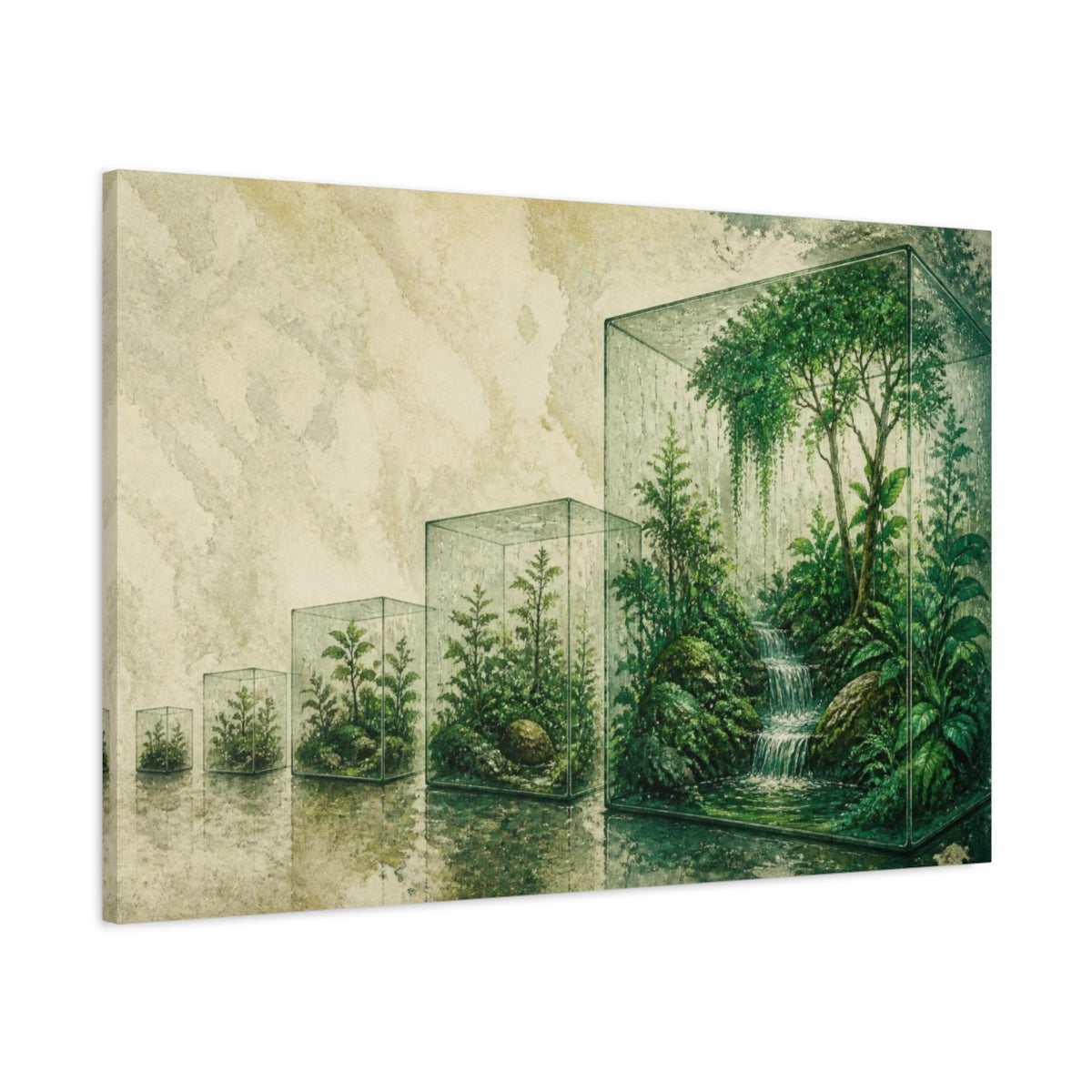 Main Mockup. Emerald Cube Garden shown as canvas print