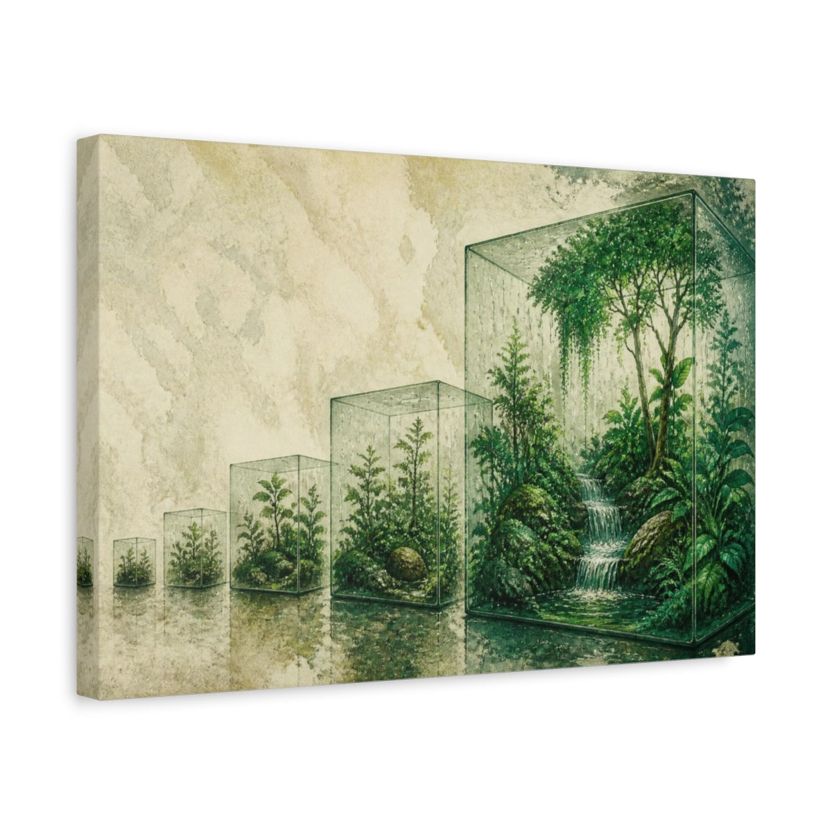 Side Mockup 4. Emerald Cube Garden shown as canvas print