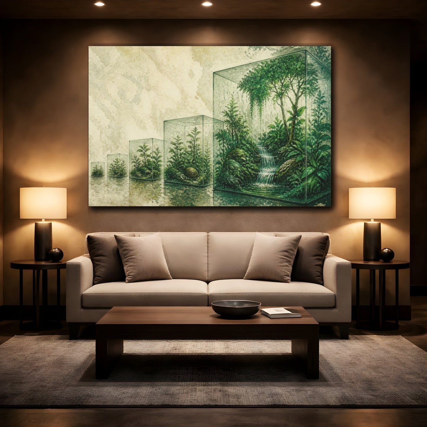 Mockup 2. Emerald Cube Garden shown as canvas print