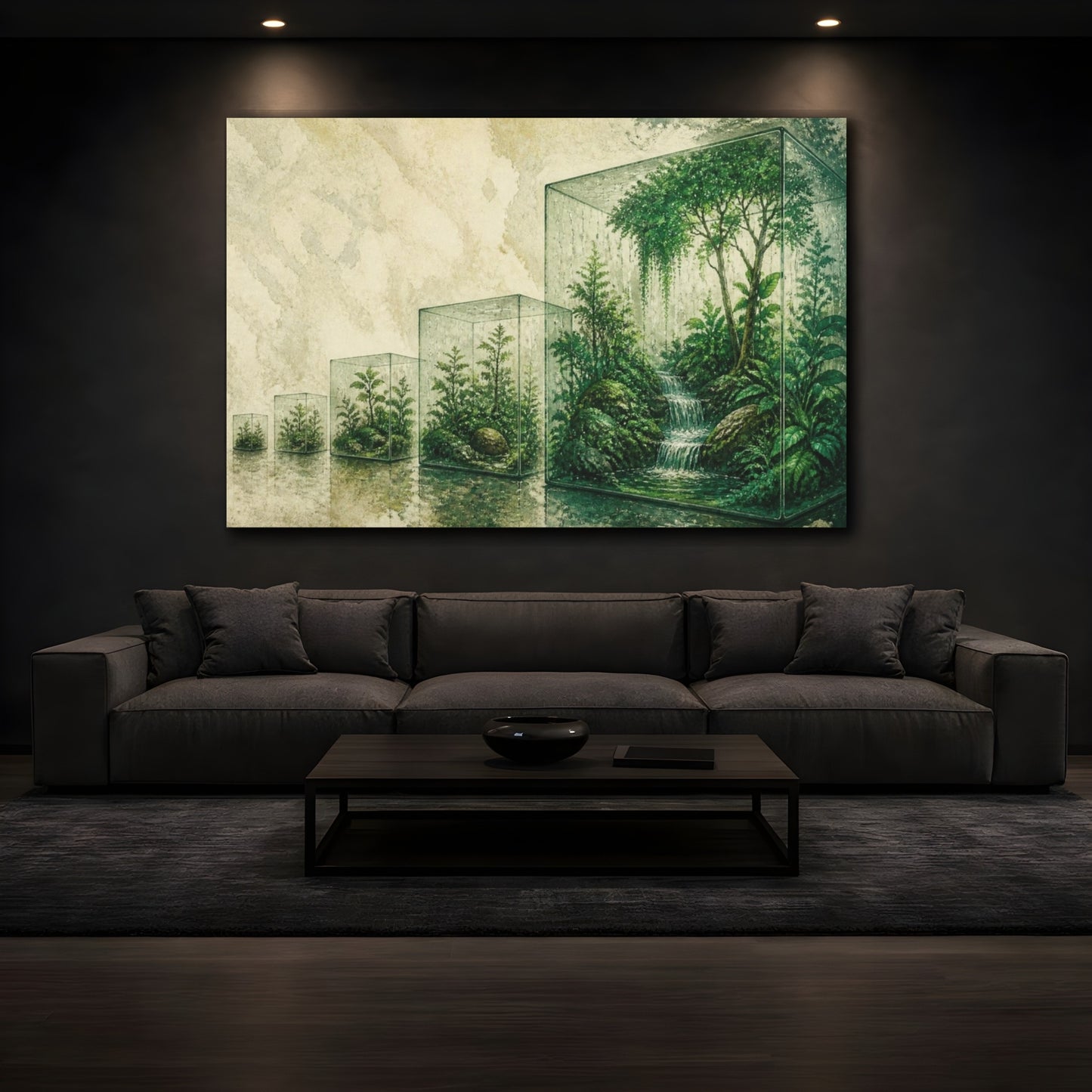 Mockup 3. Emerald Cube Garden shown as canvas print