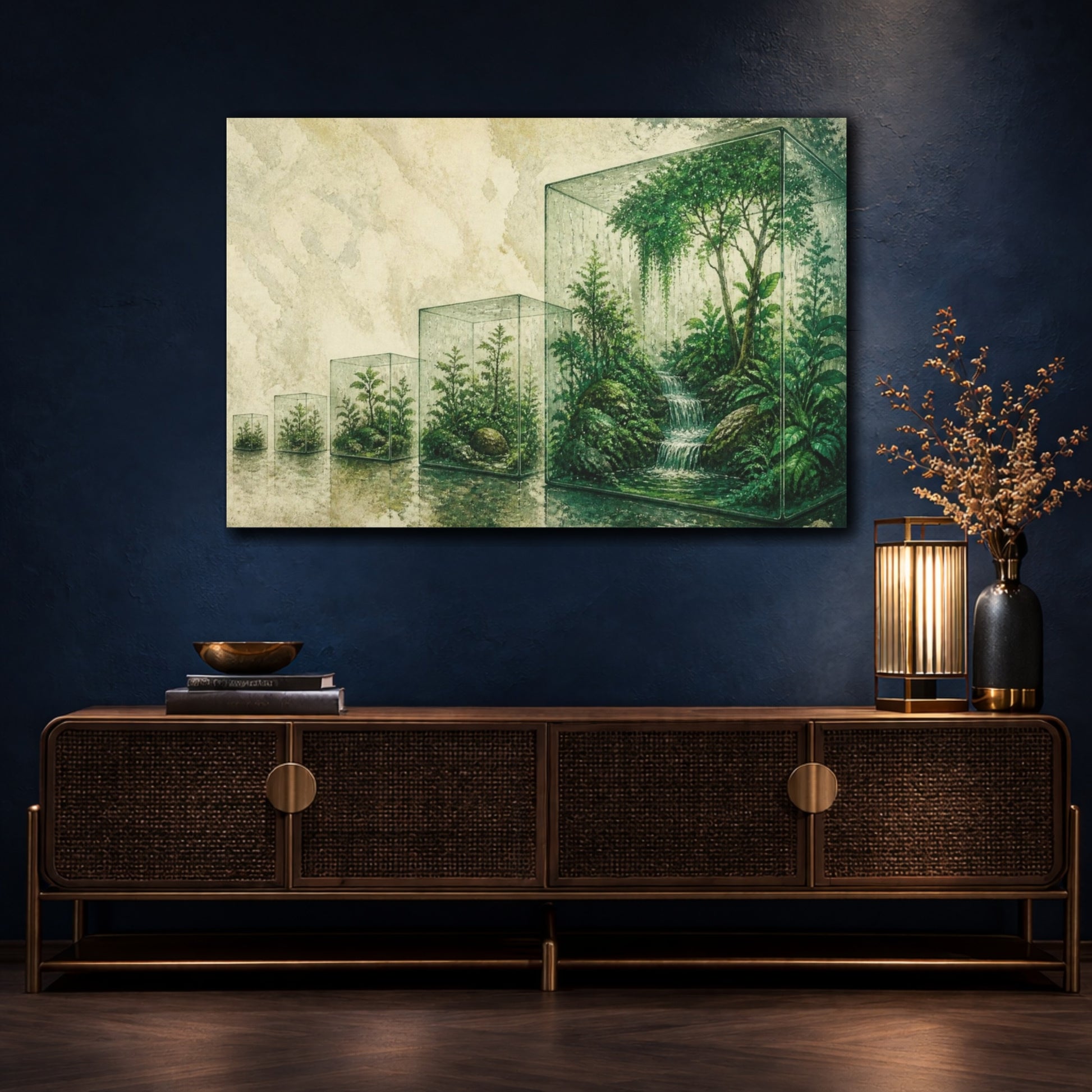 Mockup 4. Emerald Cube Garden shown as canvas print