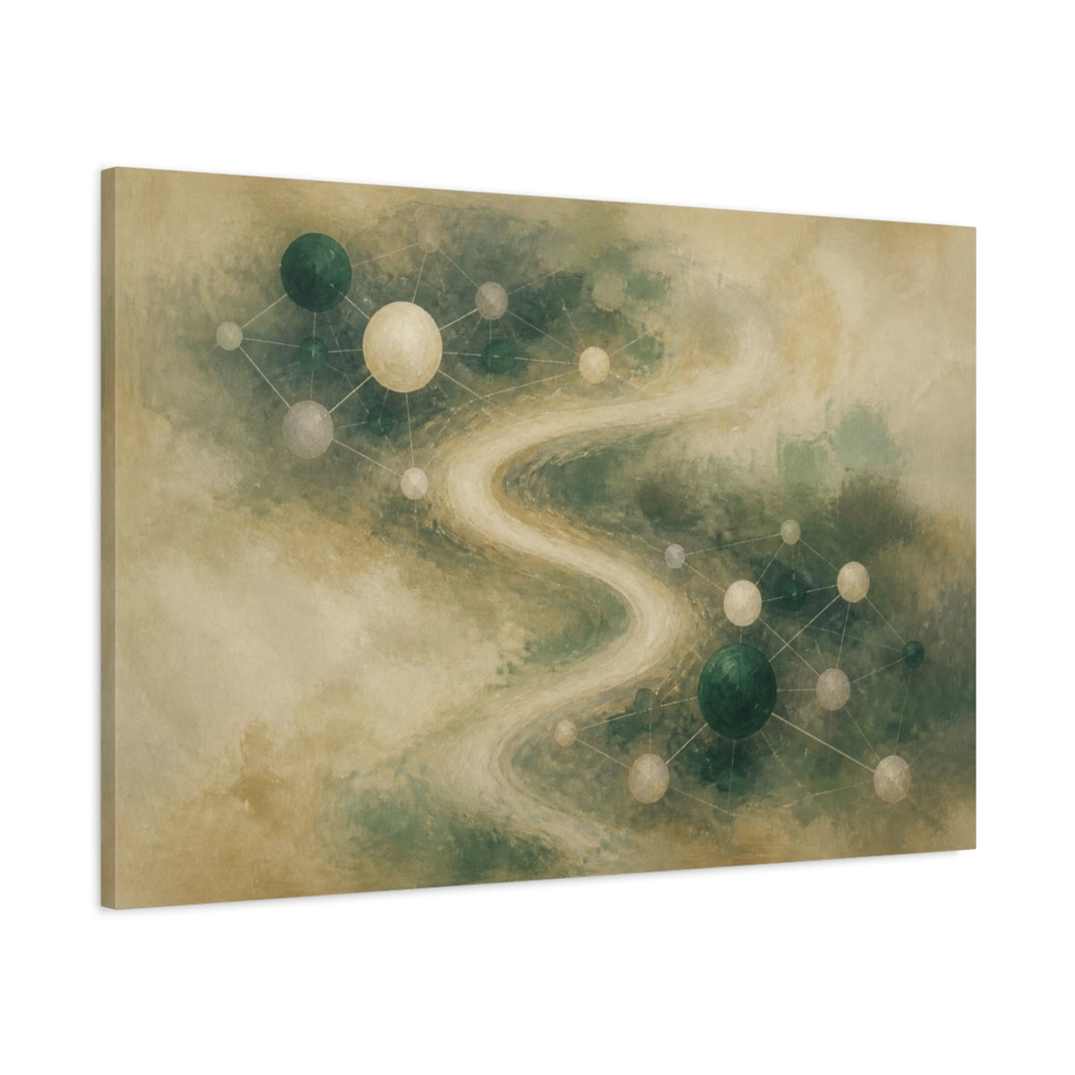 Main Mockup. Emerald Linked Nodes shown as canvas print