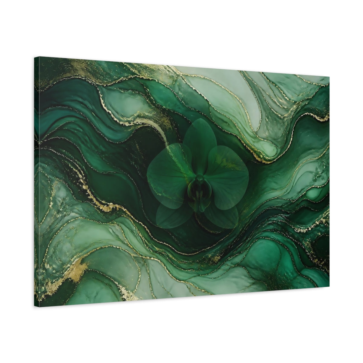Main Mockup. Emerald Orchid Marble shown as canvas print