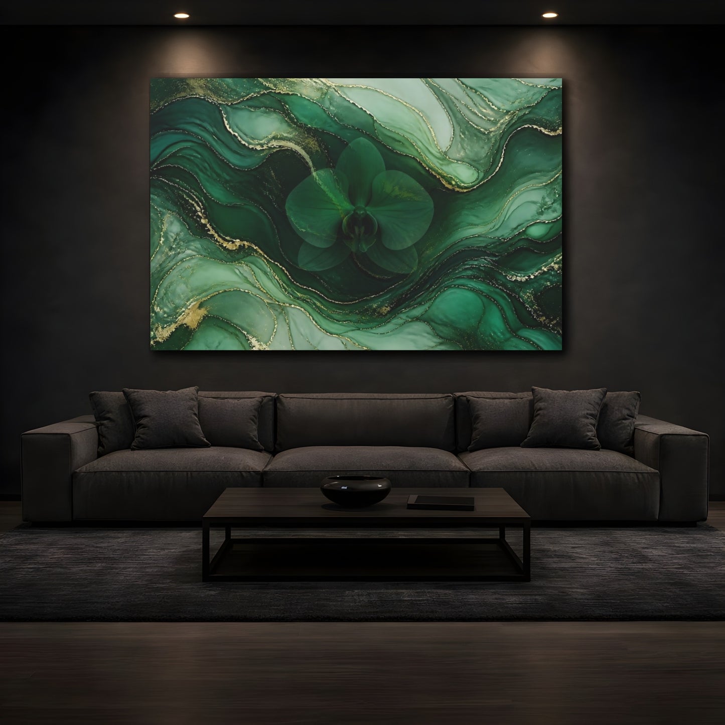 Mockup 3. Emerald Orchid Marble shown as canvas print