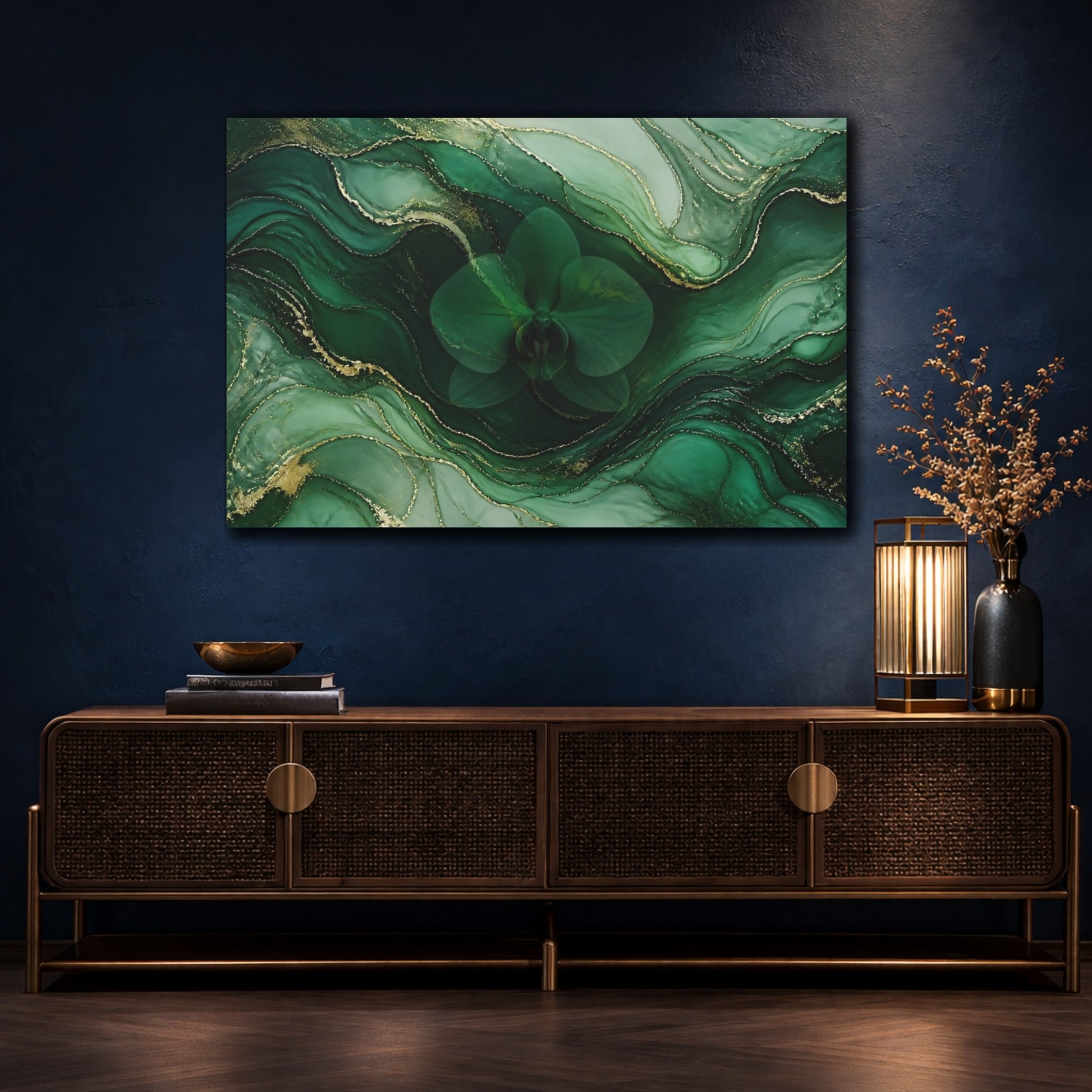 Mockup 4. Emerald Orchid Marble shown as canvas print