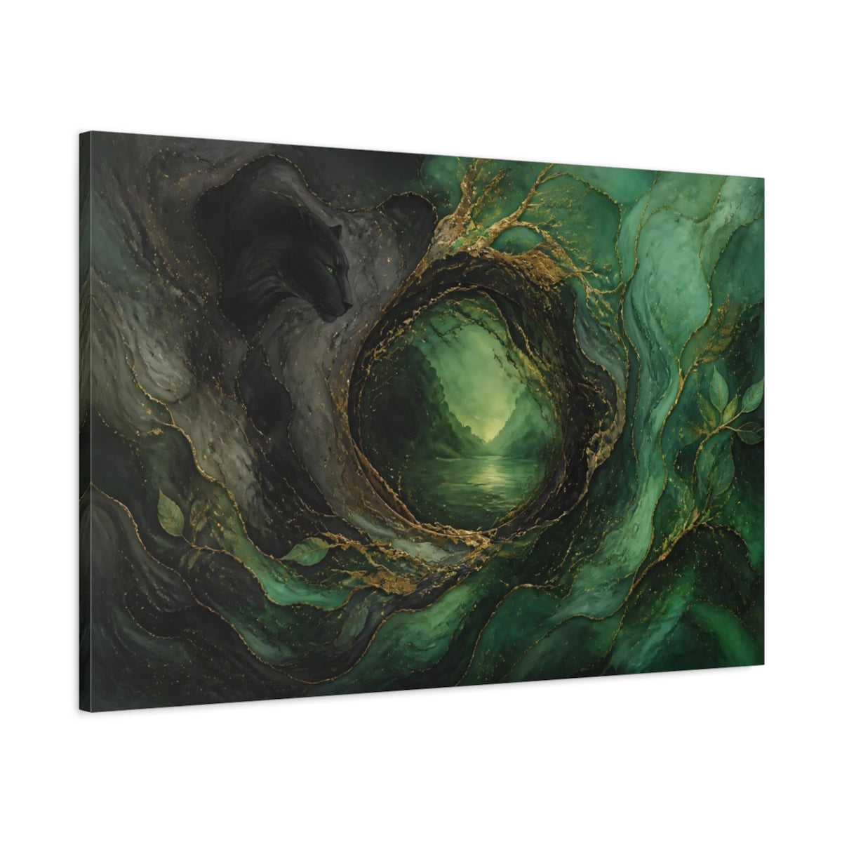 Main Mockup. Emerald Panther Portal shown as canvas print