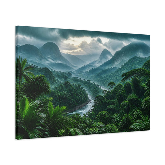 Main Mockup. Emerald Rainforest Landscape shown as canvas print