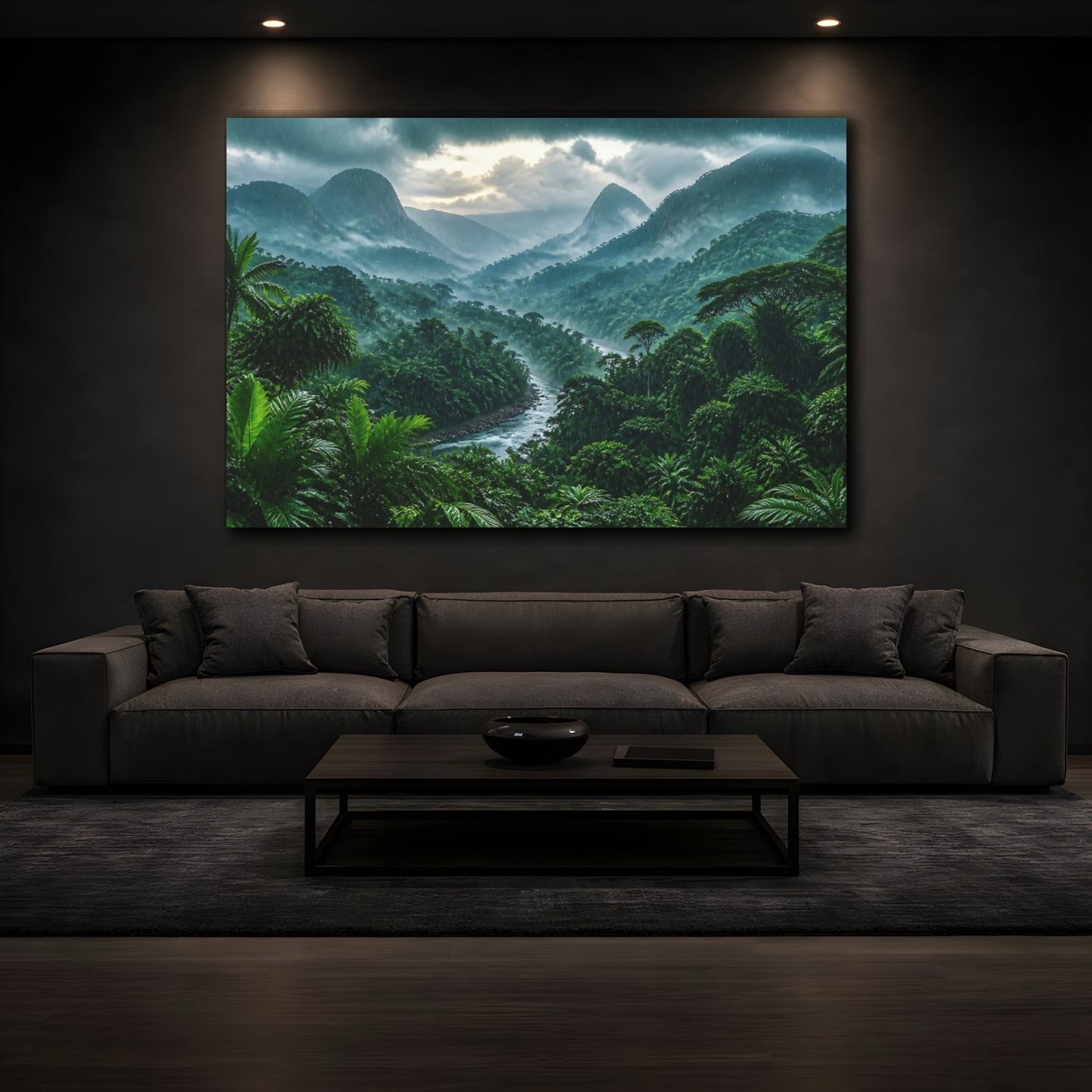 Mockup 3. Emerald Rainforest Landscape shown as canvas print