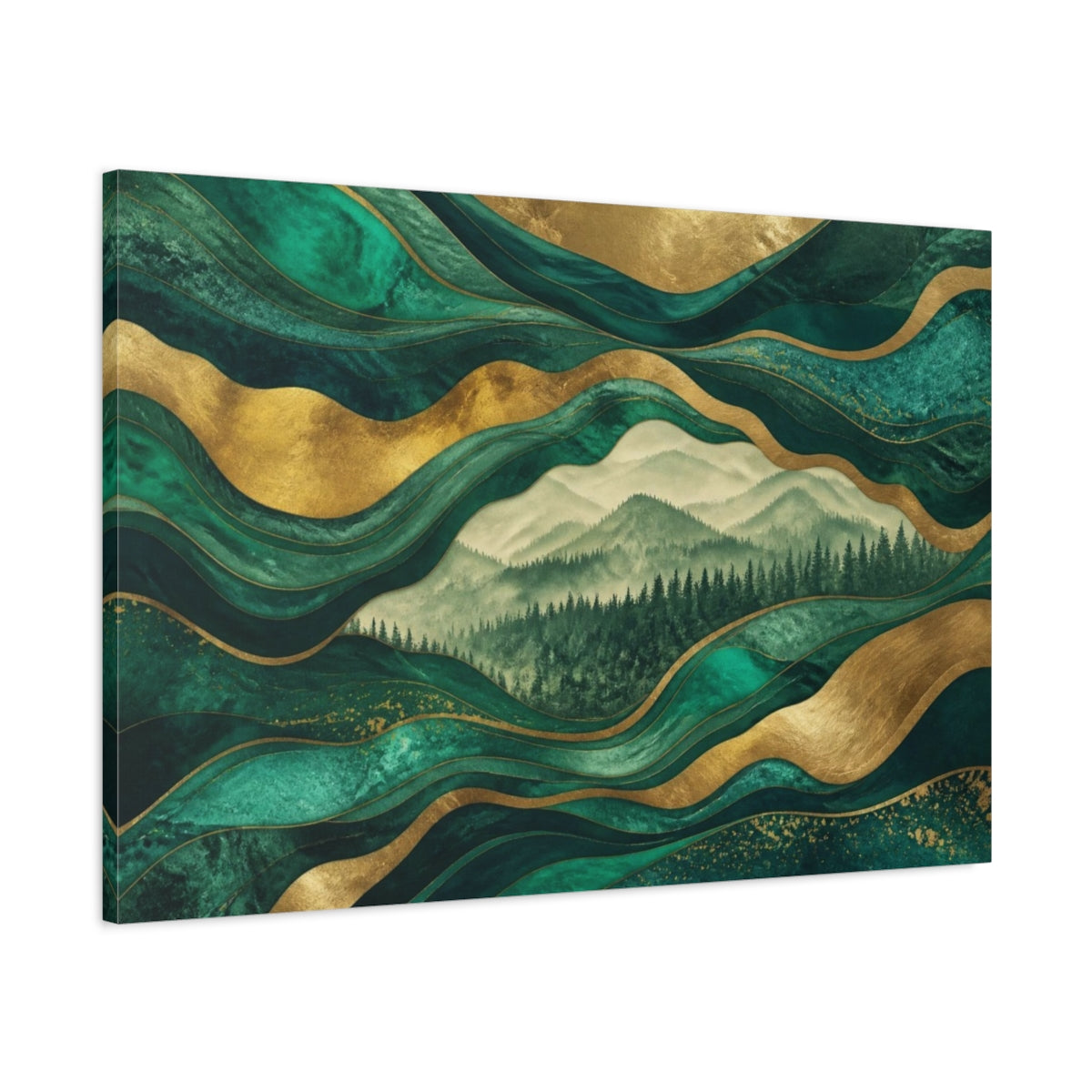 Main Mockup. Emerald Ridge Layers shown as canvas print