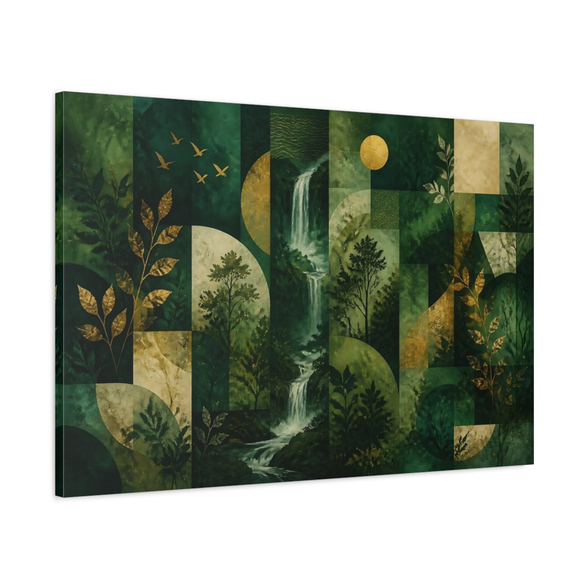 Main Mockup. Emerald Waterfall Trail shown as canvas print