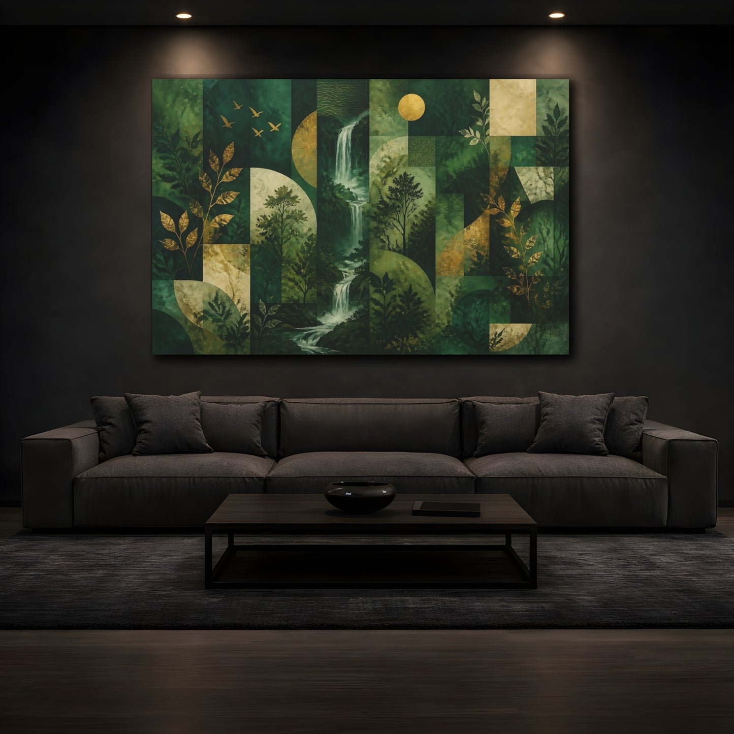 Mockup 3. Emerald Waterfall Trail shown as canvas print