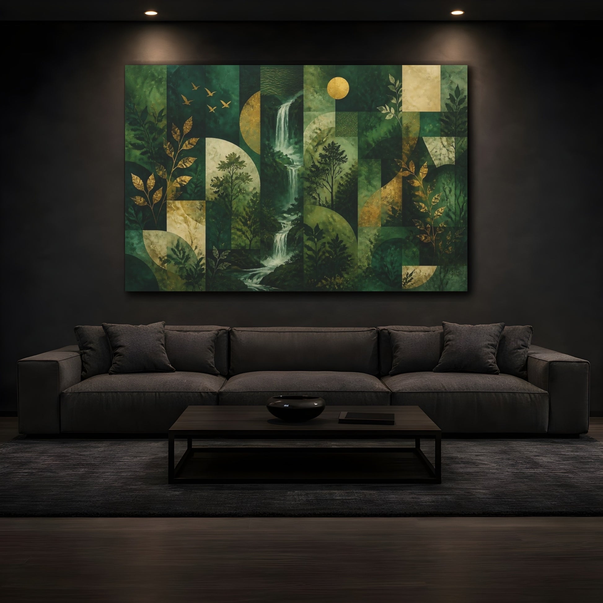Mockup 3. Emerald Waterfall Trail shown as canvas print
