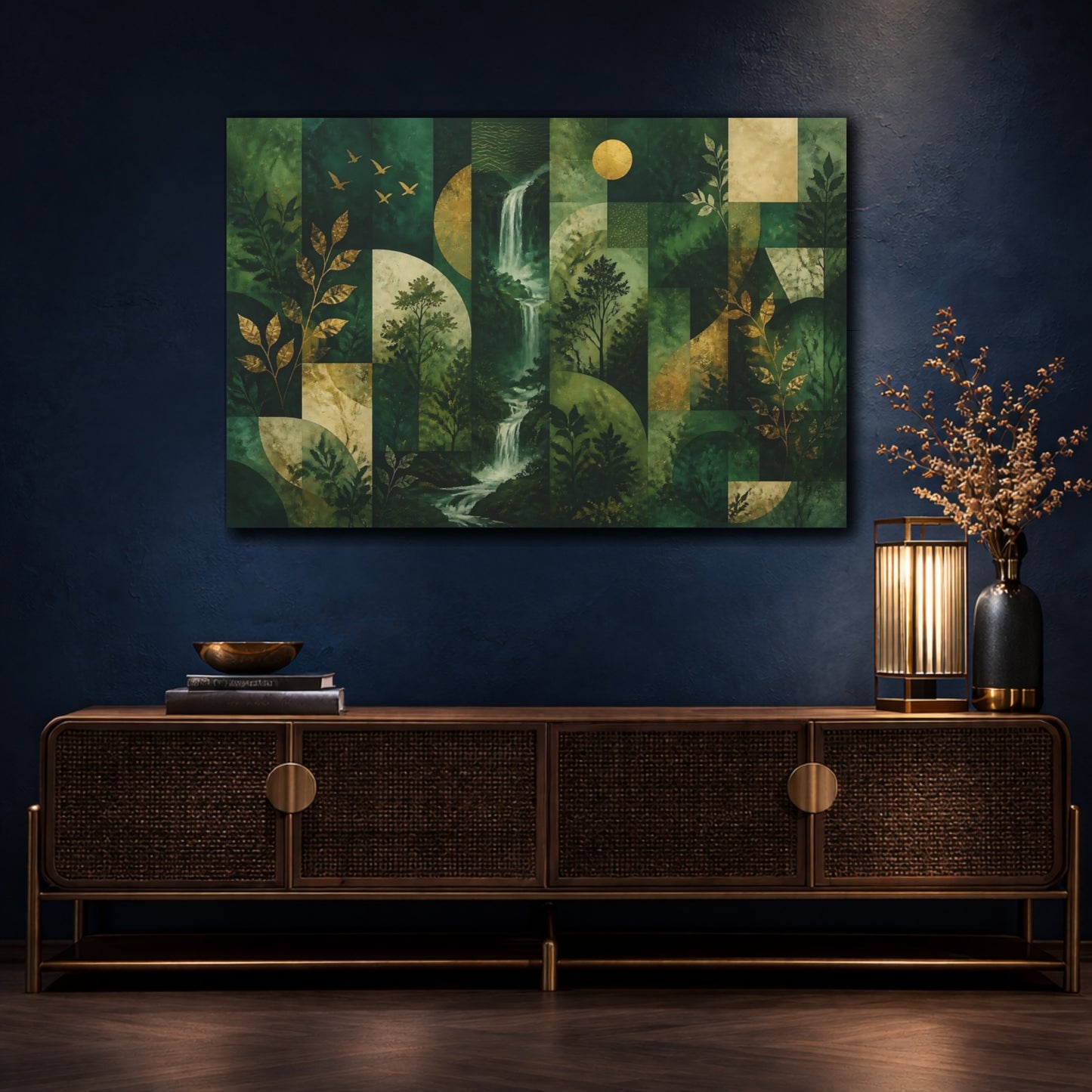 Mockup 4. Emerald Waterfall Trail shown as canvas print