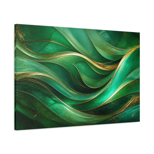 Main Mockup. Emerald Wave With Bird shown as canvas print