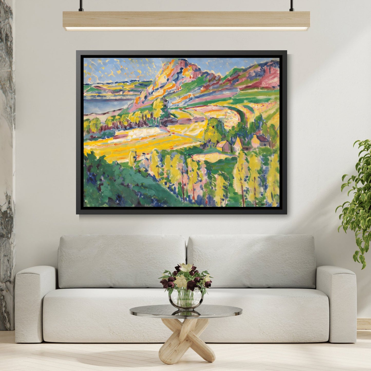 Emily Carr Autumn in France - Framed Canvas Wall Art Print in Black Pinewood Frame