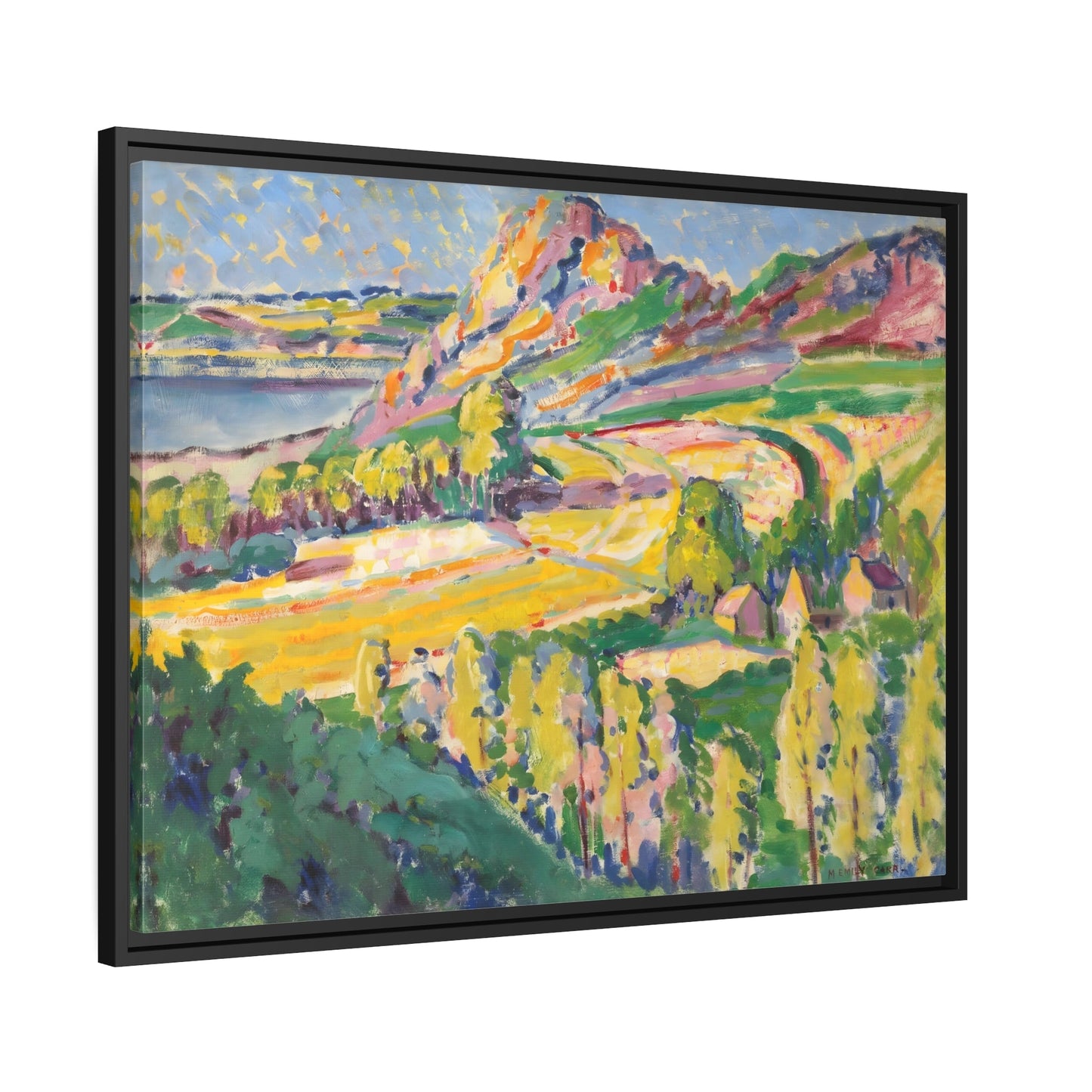 Emily Carr Autumn in France - Framed Canvas Wall Art Print in Black Pinewood Frame