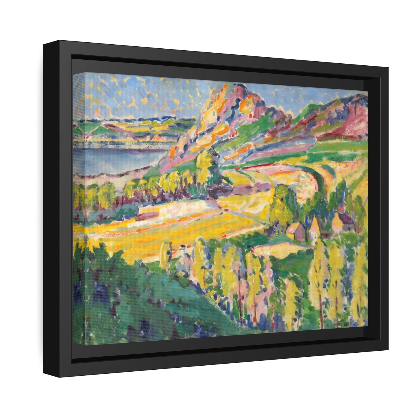 Emily Carr Autumn in France - Framed Canvas Wall Art Print in Black Pinewood Frame