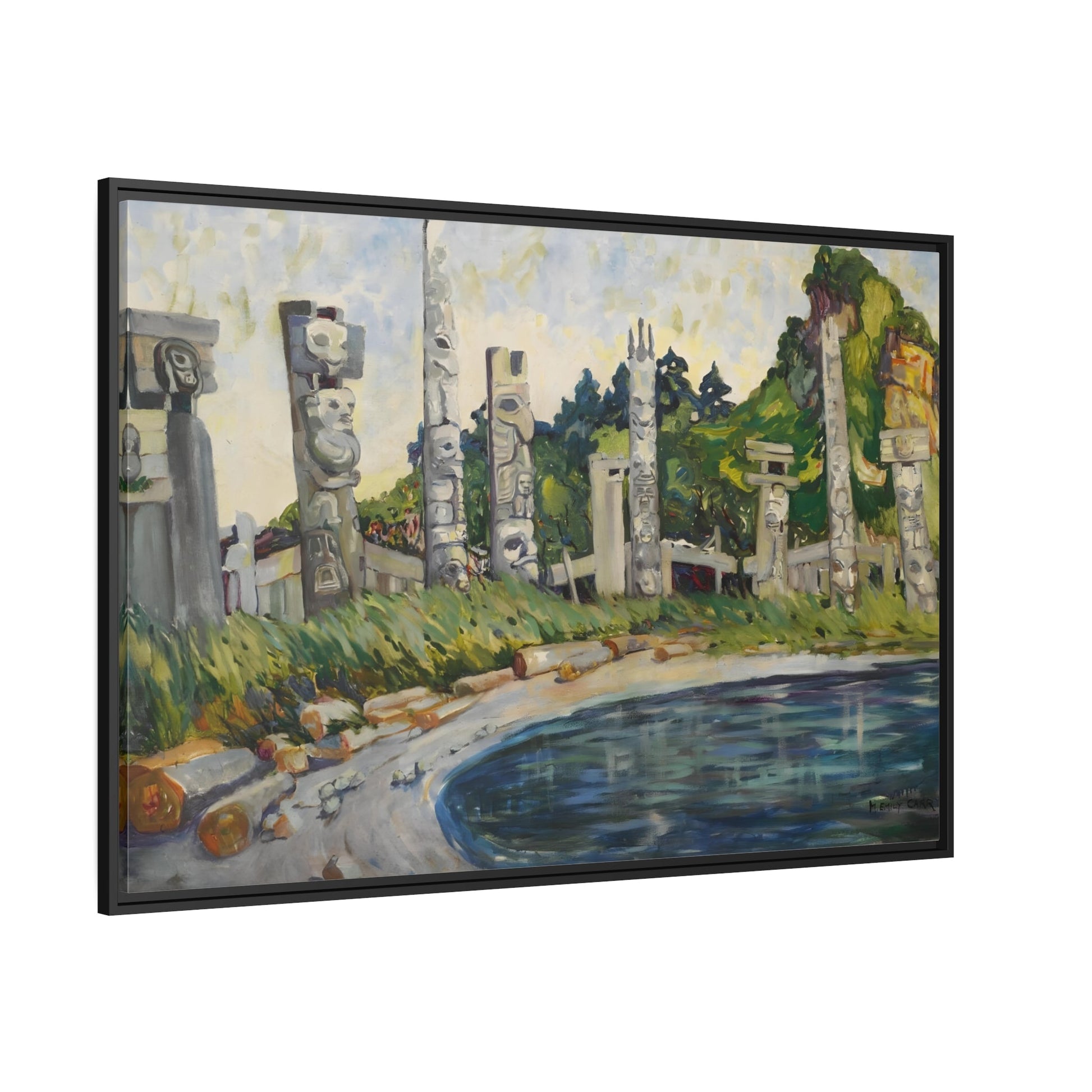 Emily Carr Skedans - Framed Canvas Wall Art Print in Black Pinewood Frame