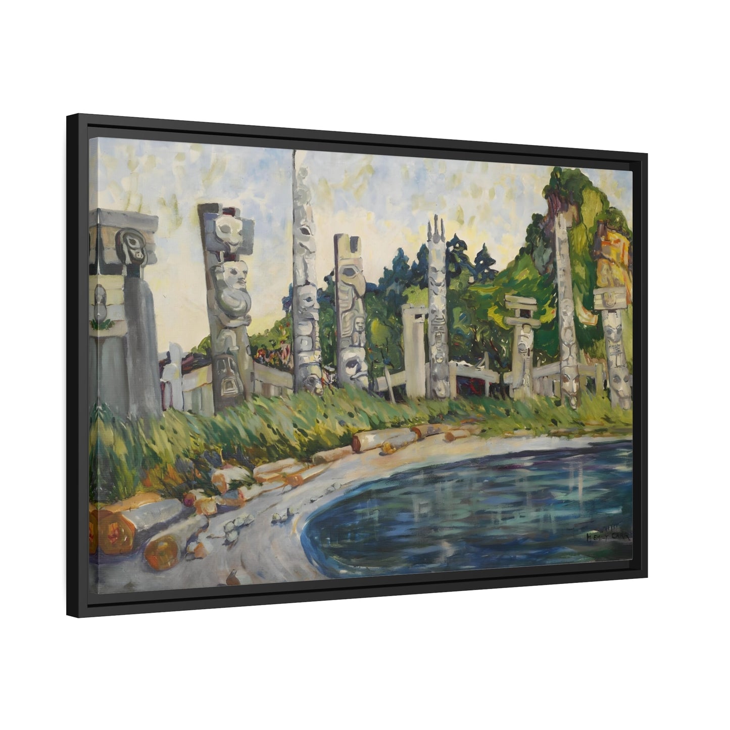 Emily Carr Skedans - Framed Canvas Wall Art Print in Black Pinewood Frame