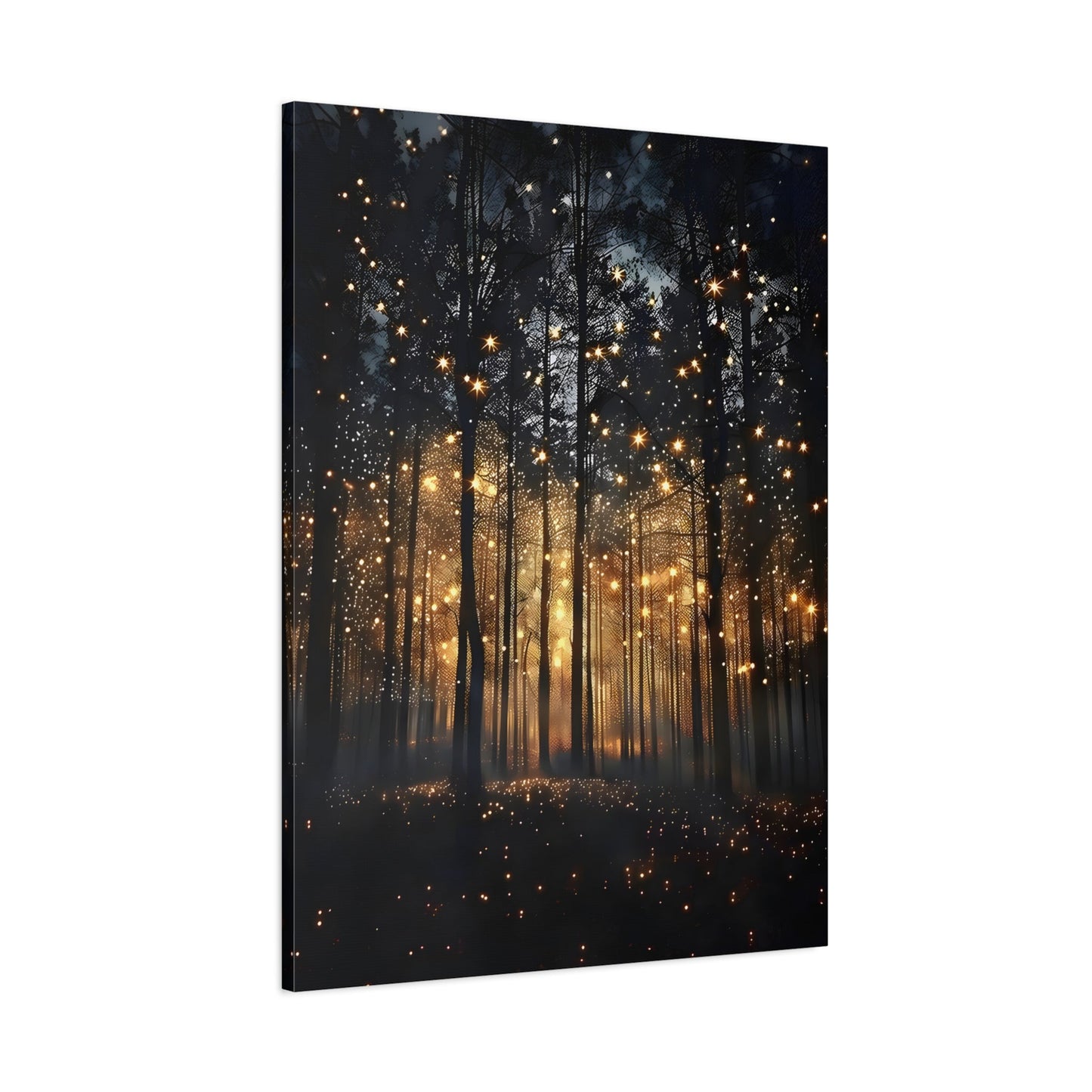 Enchanted Botanical Forest Firefly Canvas Wall Art Print - Artful Nature Fireflies - YesArtYes