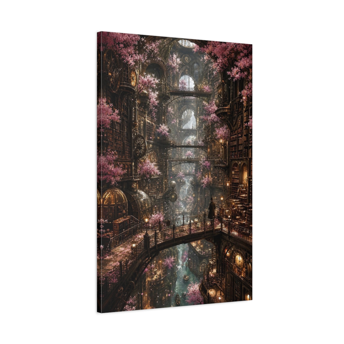 Main Mockup. Enchanted Cherry Blossom Library shown as canvas print