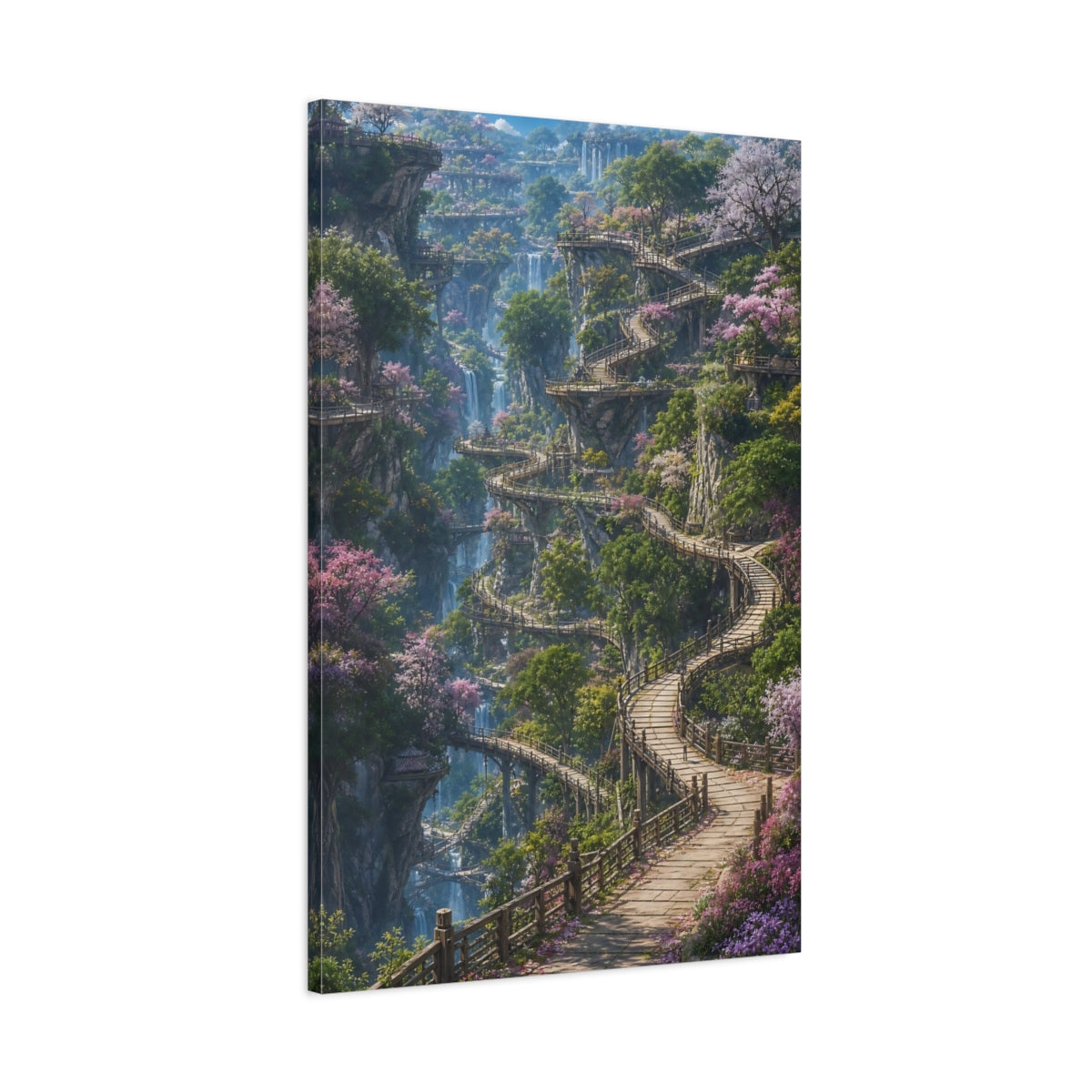 Main Mockup. Enchanted Cliffside Walkway shown as canvas print