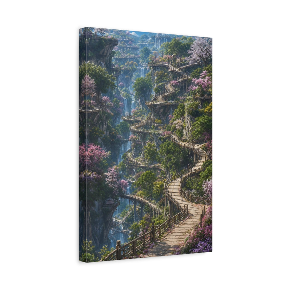 Side Mockup 4. Enchanted Cliffside Walkway shown as canvas print