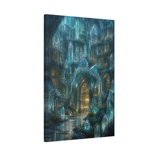 Main Mockup. Enchanted Crystal Library shown as canvas print