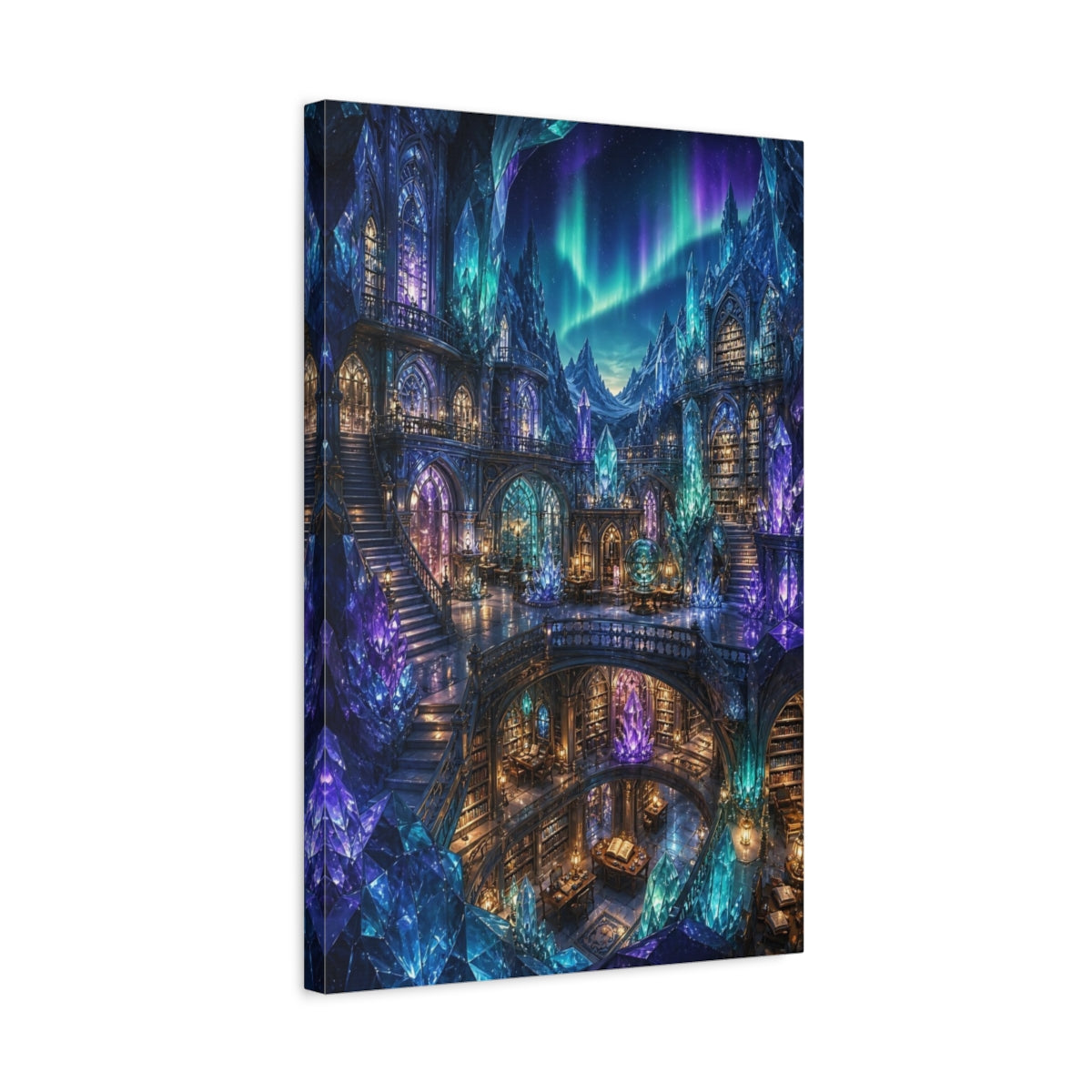 Side Mockup 3. Enchanted Crystal Library shown as canvas print
