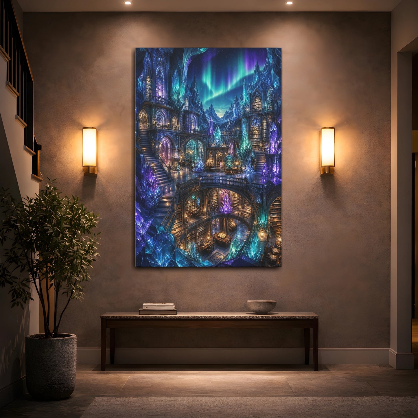 Mockup 2. Enchanted Crystal Library shown as canvas print