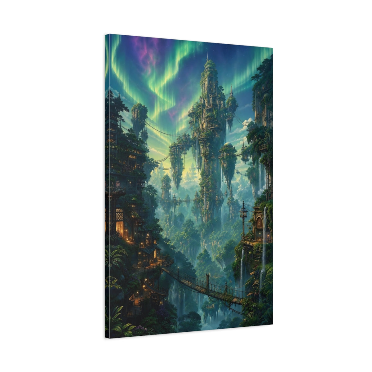 Main Mockup. Enchanted Floating City shown as canvas print
