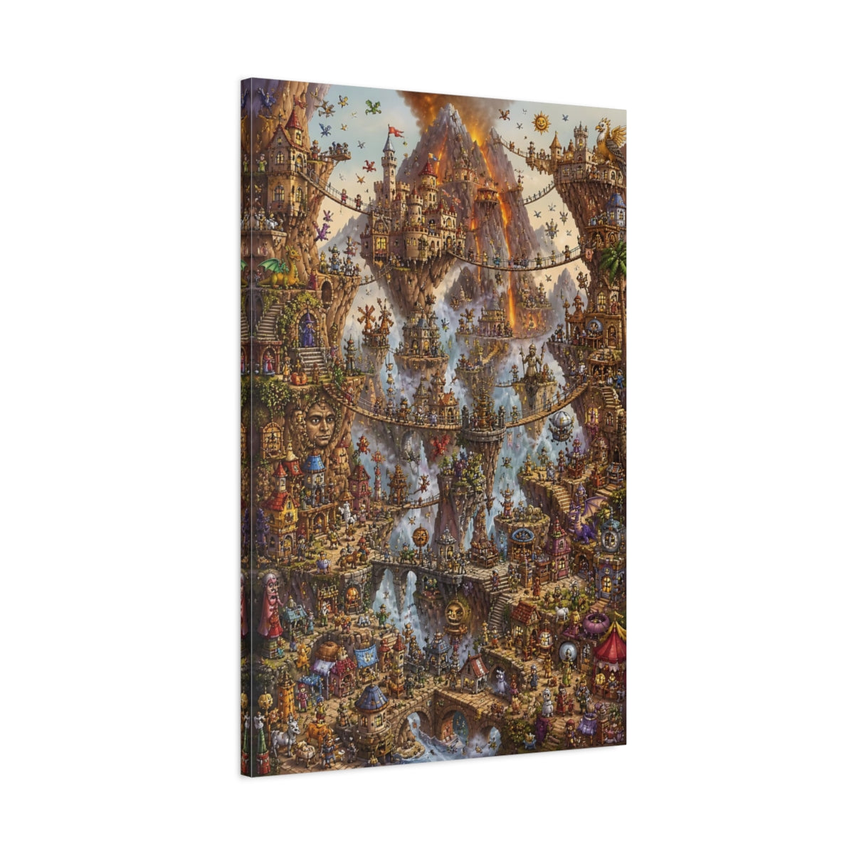 Main Mockup. Enchanted Floating City shown as canvas print