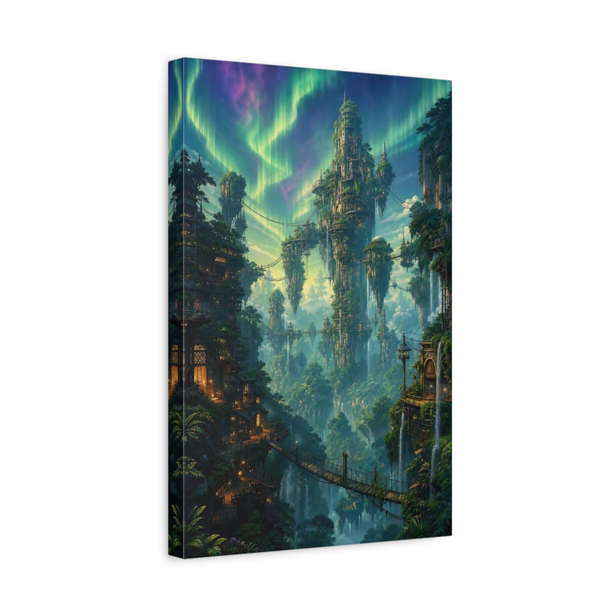 Side Mockup 4. Enchanted Floating City shown as canvas print