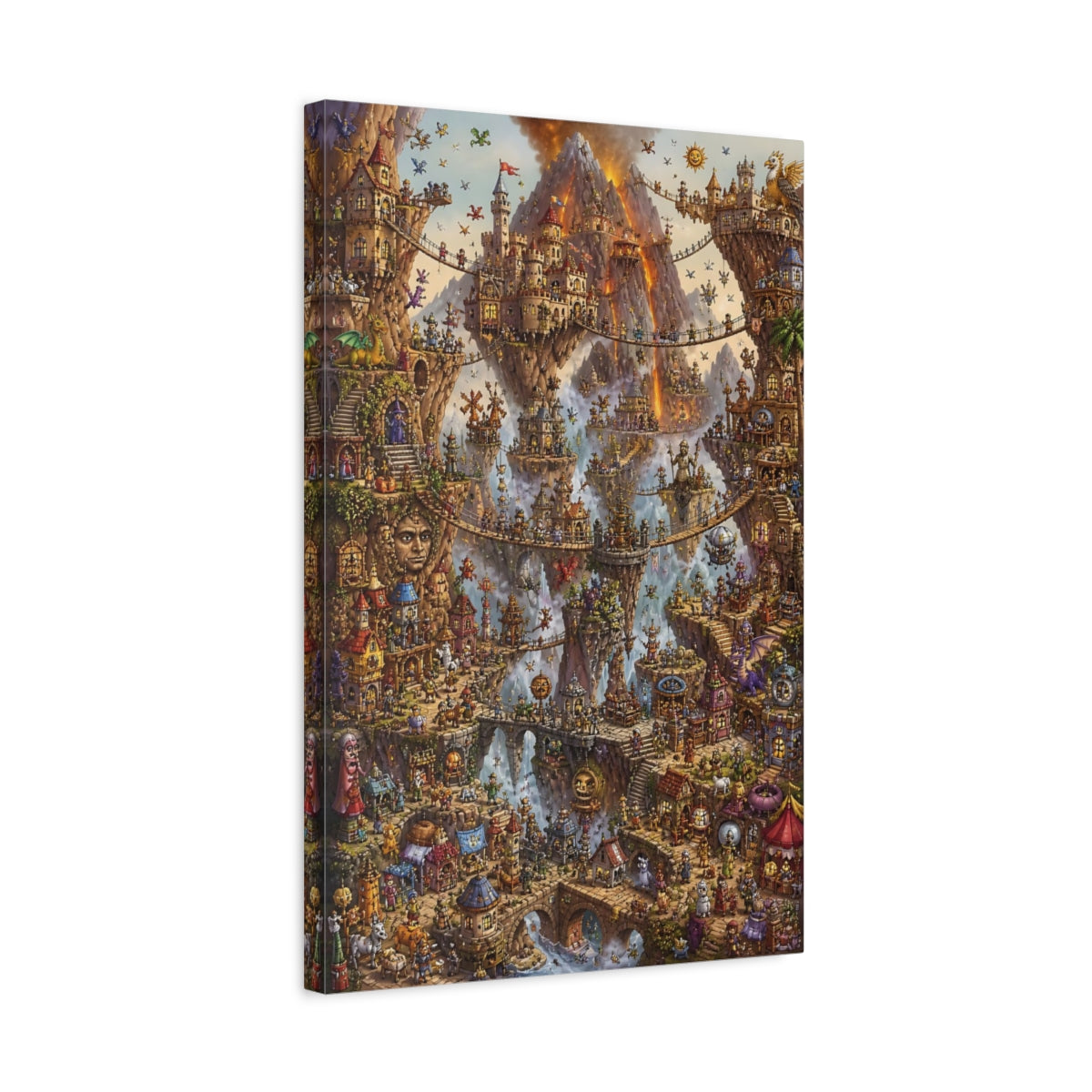 Side Mockup 3. Enchanted Floating City shown as canvas print