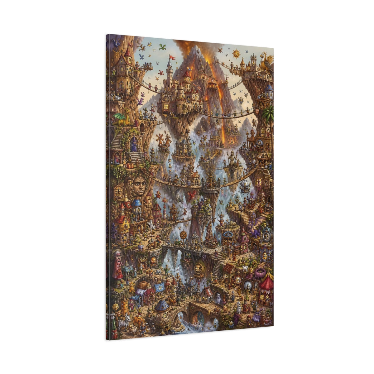 Side Mockup 1. Enchanted Floating City shown as canvas print