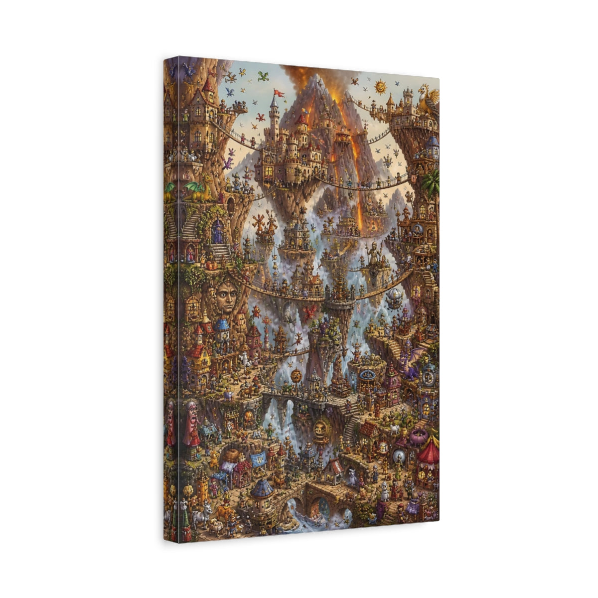 Side Mockup 4. Enchanted Floating City shown as canvas print