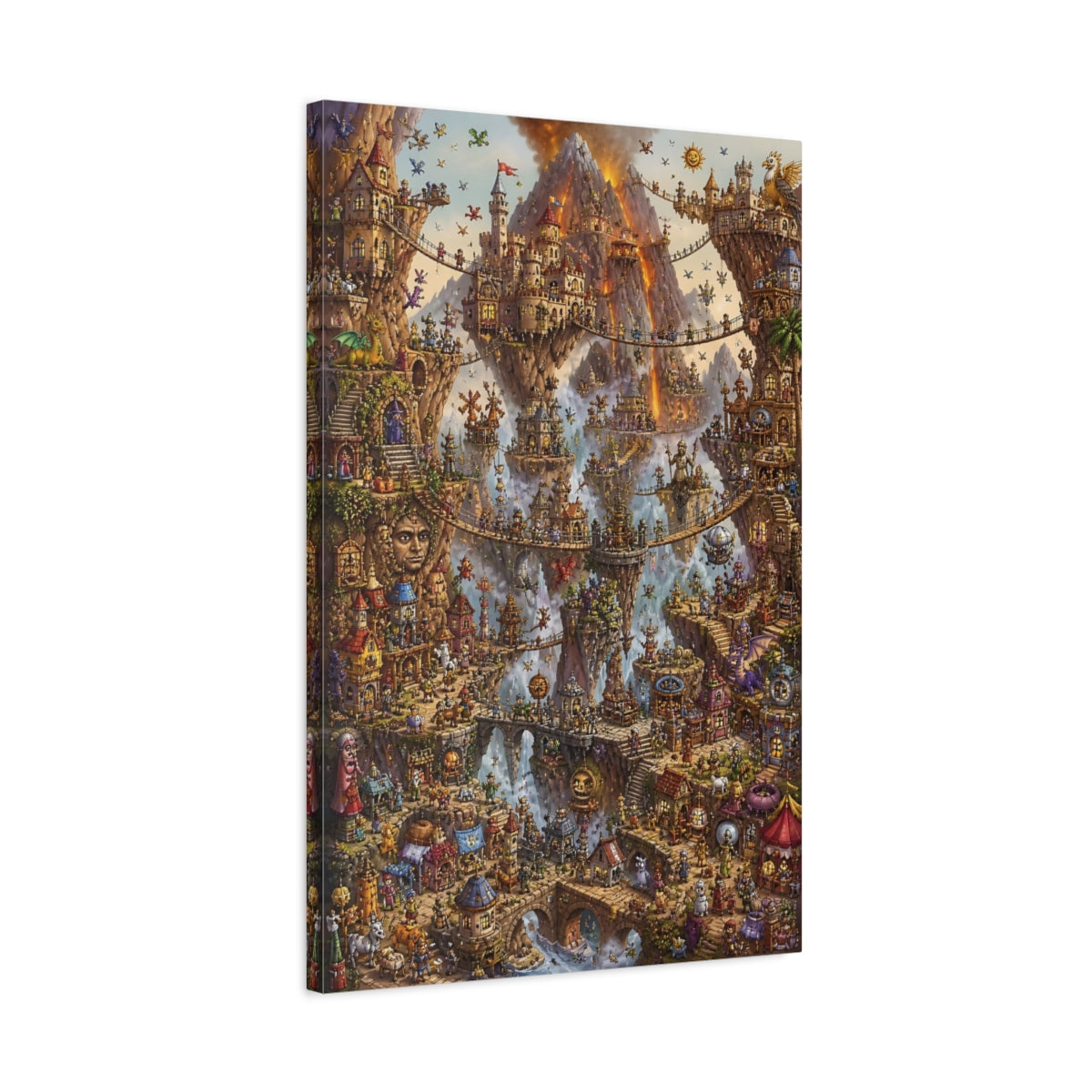 Side Mockup 2. Enchanted Floating City shown as canvas print
