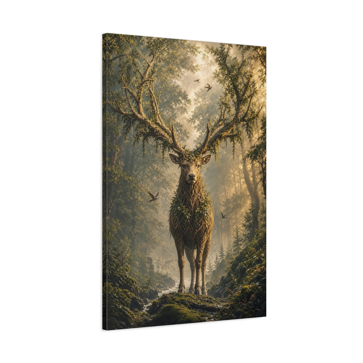 Main Mockup. Enchanted Forest Stag shown as canvas print